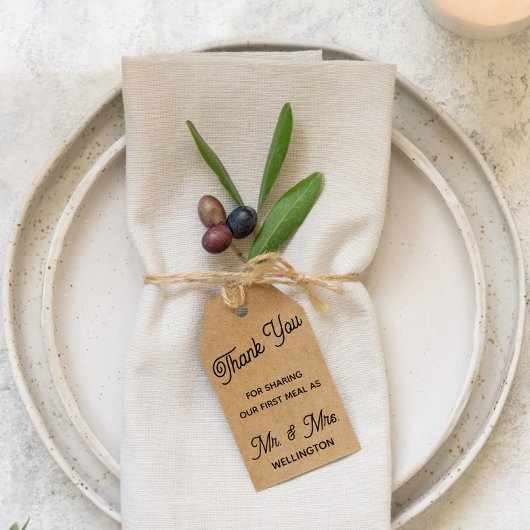 Hartelijk dank voor het delen van ons eerste huwel cadeaulabel