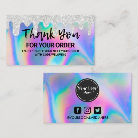 Hartelijk dank voor het elegant Holographic Drip i Visitekaartje (Voorkant / Achterkant)