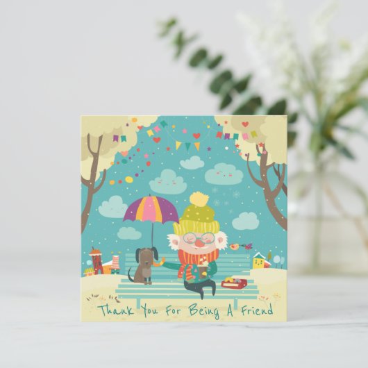 Hartelijk dank voor het feit dat u een vriendinnet feestdagenkaart (Staand voorkant)