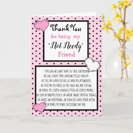 Hartelijk dank voor het feit dat u mijn NOT NEEDY- Kaart (Gele Bloem)