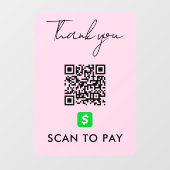 Hartelijk dank voor het gebruik van de CashApp QR- Raamsticker (Vel)