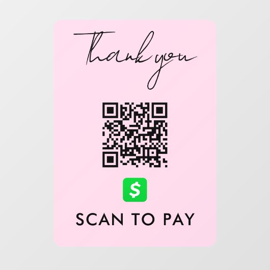 Hartelijk dank voor het gebruik van de CashApp QR- Raamsticker (Vel)