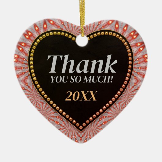 Hartelijk dank voor het gloedvuurhart keramisch ornament (Voorkant)