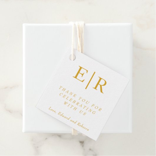 Hartelijk dank voor het goudwitte monogram van Ele Bedankjes Labels (In situ)