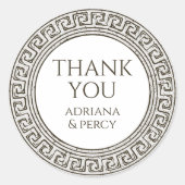 Hartelijk dank voor het Griekse sleutelpatroon van Ronde Sticker (Voorkant)