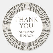 Hartelijk dank voor het Griekse sleutelpatroon van Ronde Sticker (Voorkant)