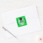 Hartelijk dank voor het groene Wereldbol van QRCod Vierkante Sticker (Envelop)