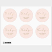 Hartelijk dank voor het handschrift Blush Pink Ronde Sticker (Vel)