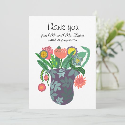 Hartelijk dank voor het kleurrijke bloemenontwerp bedankkaart (Staand voorkant)