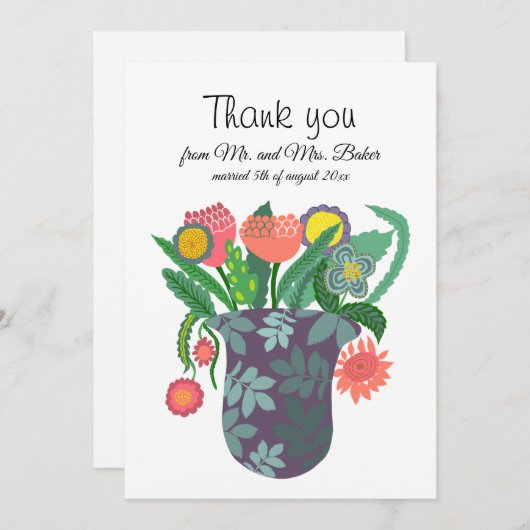 Hartelijk dank voor het kleurrijke bloemenontwerp bedankkaart (Voorkant / Achterkant)