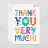 Hartelijk dank voor het kleurrijke gedecorreerde t briefkaart (Voorkant / Achterkant)