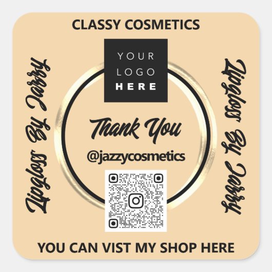 Hartelijk dank voor het Lijst van de Logo Golden C Vierkante Sticker (Voorkant)