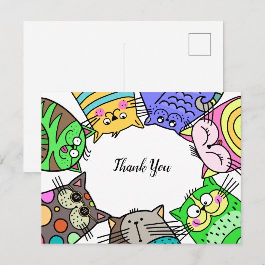 Hartelijk dank voor het Lijst van Pet Cat Briefkaart (Voorkant / Achterkant)