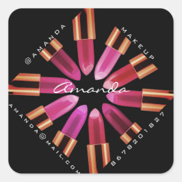 Hartelijk dank voor het Logo Roos Red Lipstick Ins Vierkante Sticker