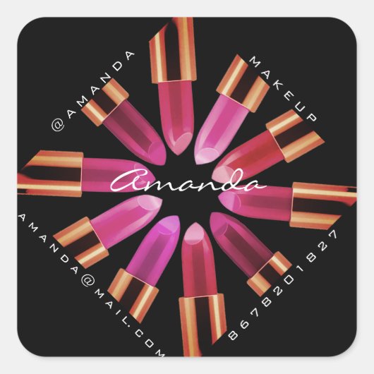 Hartelijk dank voor het Logo Roos Red Lipstick Ins Vierkante Sticker (Voorkant)