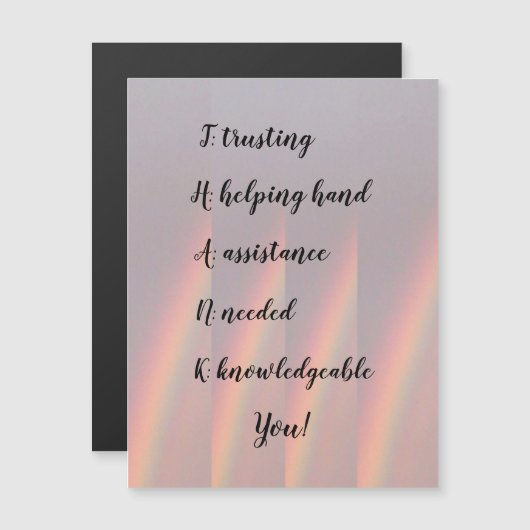 Hartelijk dank voor het Magnetisch Wenskaart (Voorkant / Achterkant)