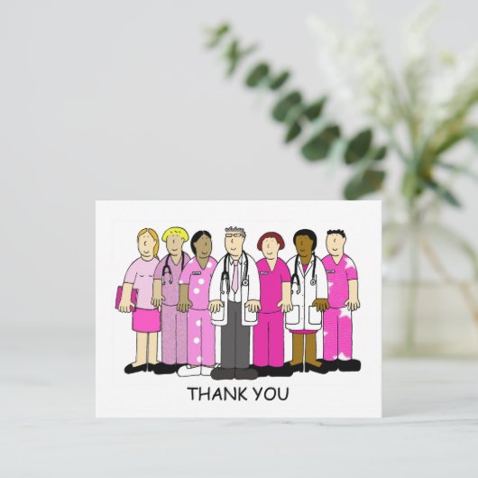 Hartelijk dank voor het medisch team voor borstkan briefkaart (Staand voorkant)