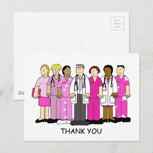 Hartelijk dank voor het medisch team voor borstkan briefkaart (Voorkant / Achterkant)