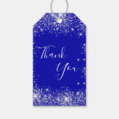 Hartelijk dank voor het monogram koninklijk blauw  cadeaulabel (Voorkant)