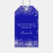 Hartelijk dank voor het monogram koninklijk blauw  cadeaulabel (Achterkant)