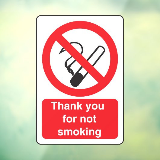 Hartelijk dank voor het niet roken raamsticker (Vel 3)