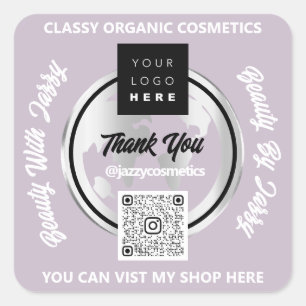 Hartelijk dank voor het Paarse Wereldbol QRCode Lo Vierkante Sticker