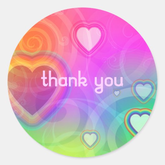 Hartelijk dank voor het regenbooghart ronde sticker (Voorkant)