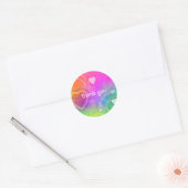 Hartelijk dank voor het regenbooghart ronde sticker (Envelop)