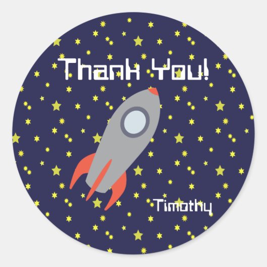 Hartelijk dank voor het Retro Rocket-schip met Sta Ronde Sticker (Voorkant)