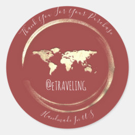 Hartelijk dank voor het Roos Gold Wereldkaart Trav Ronde Sticker