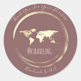 Hartelijk dank voor het Roos Gold Wereldkaart Trav Ronde Sticker