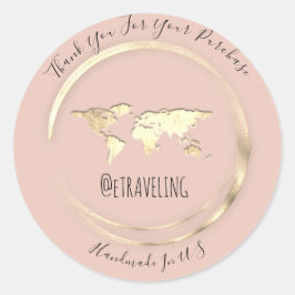Hartelijk dank voor het Roos Gold Wereldkaart Trav Ronde Sticker