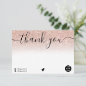 Hartelijk dank voor het roos goudglitter ombre log bedankkaart (Staand voorkant)