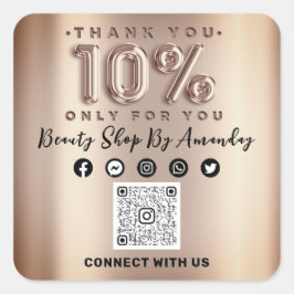 Hartelijk dank voor het Roos voor winkelen 10% kor Vierkante Sticker