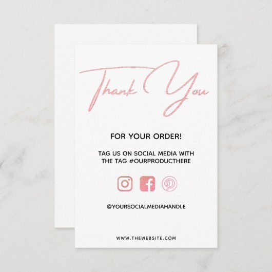 Hartelijk dank voor het roze aangepaste medium inv (Voorkant / Achterkant)