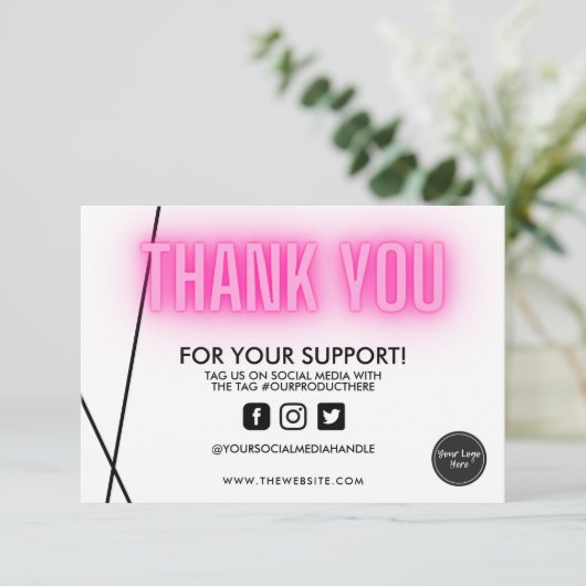 Hartelijk dank voor het roze Neon Trendy Custom Me (Staand voorkant)