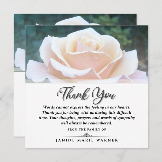 Hartelijk dank voor het schurkenwitte rozenplein - bedankkaart (Voorkant / Achterkant)