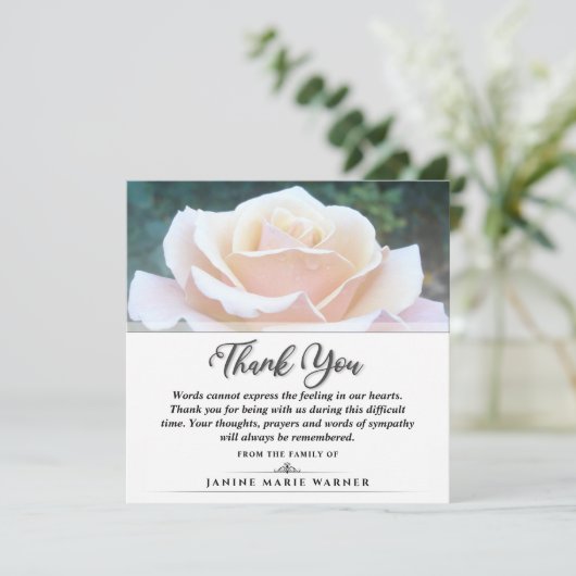 Hartelijk dank voor het schurkenwitte rozenplein - bedankkaart (Staand voorkant)