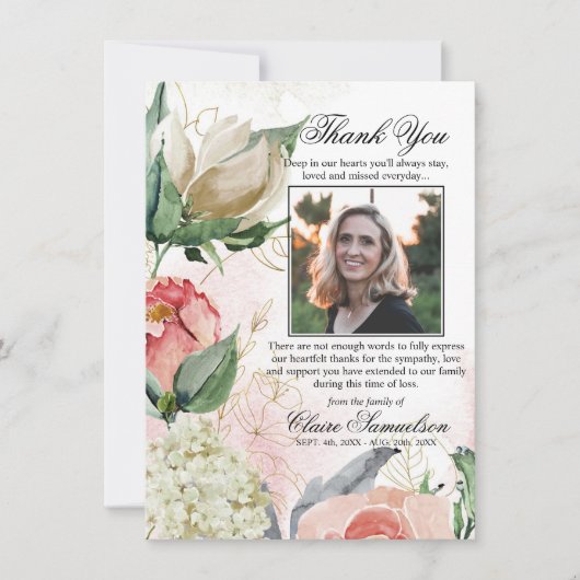 Hartelijk dank voor het sympathie voor de roze Flo Bedankkaart (Voorkant)