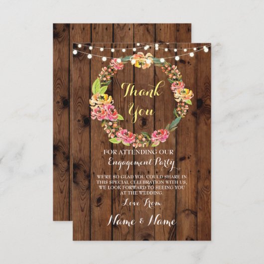 Hartelijk dank voor het Verloving Floral Wedding W Bedankkaart (Voorkant / Achterkant)