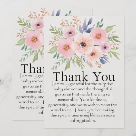 Hartelijk dank voor het verrassende baby shower. kaart (Voorkant / Achterkant)