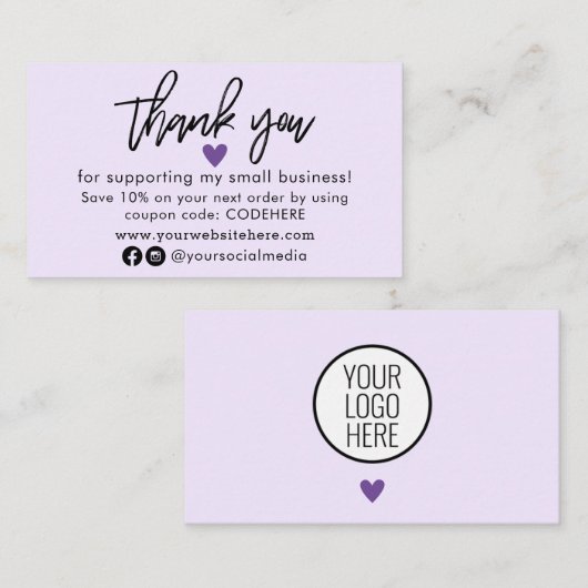 Hartelijk dank voor het Visitekaartje voor uw best (Voorkant / Achterkant)