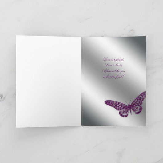 Hartelijk dank voor het Wenskaart Butterfly Paars  Bedankkaart (Binnen)