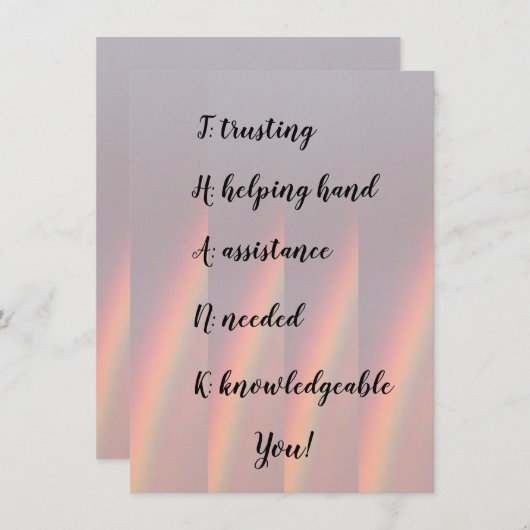 Hartelijk dank voor het Wenskaart met rism Flat (Voorkant / Achterkant)