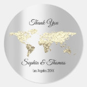 Hartelijk dank voor het Wereldbol Golden Wereldkaa Ronde Sticker (Voorkant)