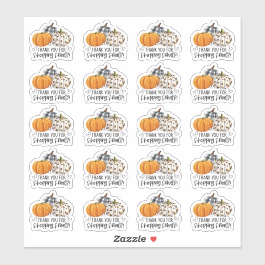 Hartelijk dank voor het winkelen op kleine Herfst Sticker (Vel)