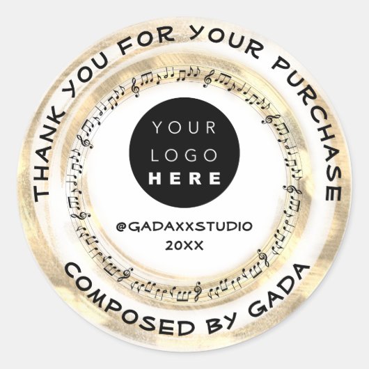 Hartelijk dank voor het winkelen van muziek Logo S Ronde Sticker (Voorkant)