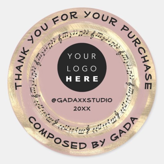 Hartelijk dank voor het winkelen van muziek Logo S Ronde Sticker (Voorkant)