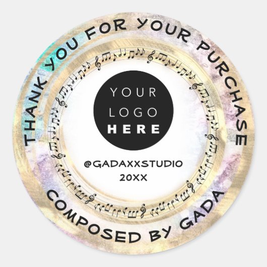 Hartelijk dank voor het winkelen van muziek Logo s Ronde Sticker (Voorkant)