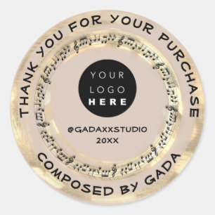 Hartelijk dank voor het winkelen van muzieknotitie ronde sticker